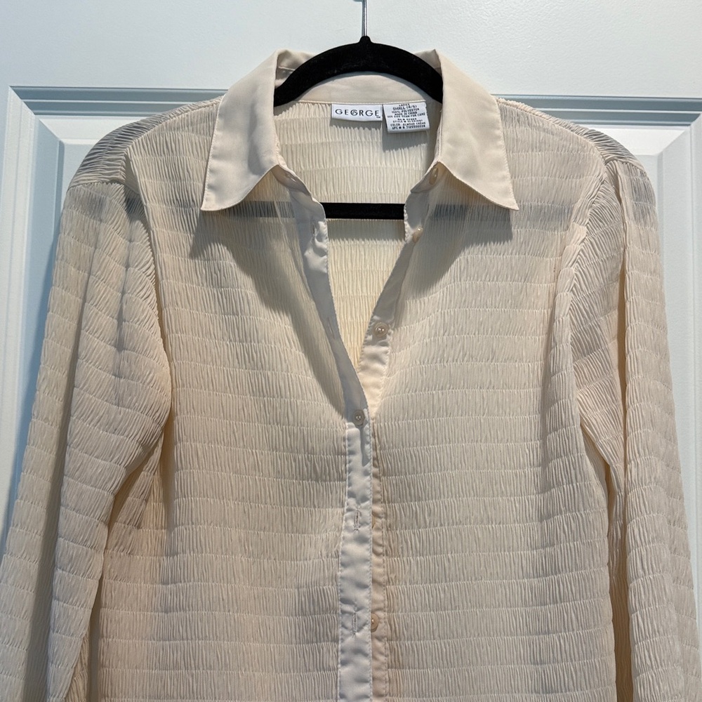 Grace Elements Cream Button-Down Shirt - image 2